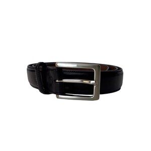 Torino Leather Co. Mens Black Leather Belt Size 42 With Silver Buckle